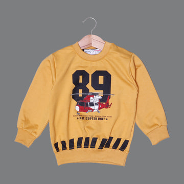 MUSTARD "89 HELICOPTER" PRINTED TERRY FABRIC SWEATSHIRT